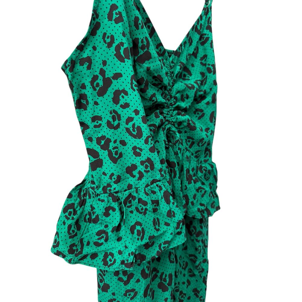 Suboo Leopard Lights Gathered Split Midi‎ Dress G… - image 9